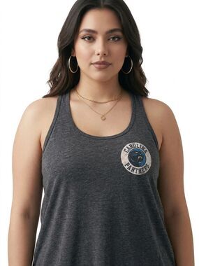 CAROLINA PANTHERS NFL Bella Canvas Gray LOVE Racerback Tank Top Women's XL